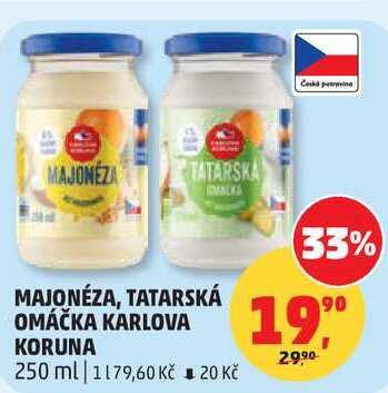 MAJONÉZA, TATARSKÁ OMÁČKA KARLOVA KORUNA, 250 ml  
