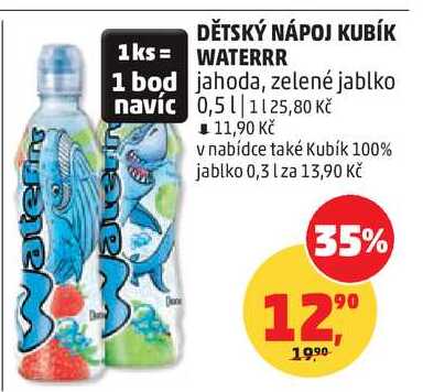 DĚTSKÝ NÁPOJ KUBÍK WATERRR jahoda, 0,5 l Penny Market