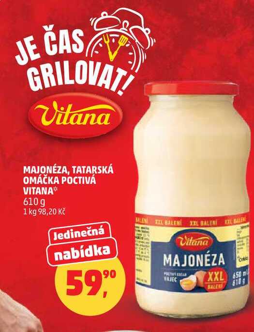 MAJONÉZA, TATARSKÁ OMÁČKA POCTIVÁ VITANA, 610 g 