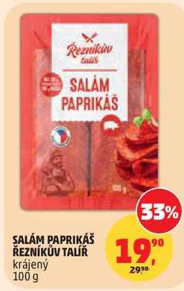 SALÁM PAPRIKÁŠ ŘEZNÍKŮV TALÍŘ krájený, 100 g  