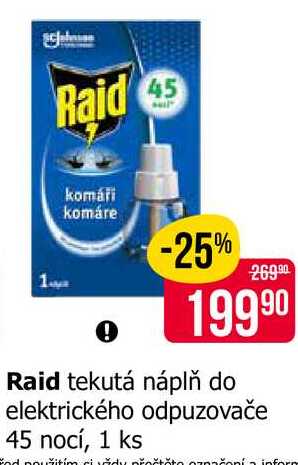 Raid tekutá náplň do elektrického odpuzovače 45 nocí, 1 ks Teta drogerie