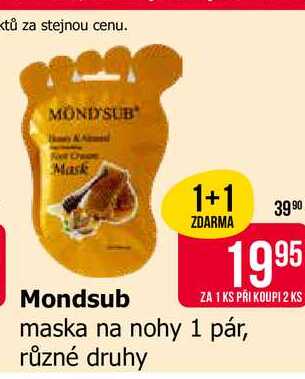 Mondsub maska na nohy 1 pár, různé druhy Teta drogerie