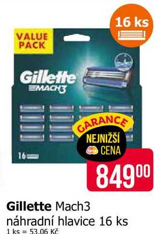Gillette Mach3 náhradní hlavice 16 ks 