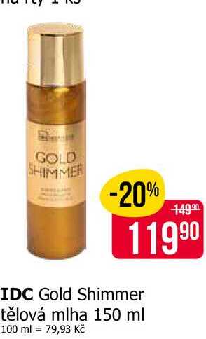 IDC Gold Shimmer tělová mlha 150 ml Teta drogerie