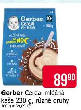 Gerber Cereal mléčná kaše 230 g, různé druhy Teta drogerie