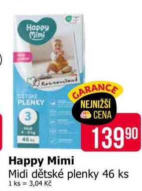 Happy Mimi Midi dětské plenky 46 ks Teta drogerie
