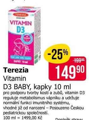 Terezia Vitamin D3 BABY, kapky 10 ml Teta drogerie