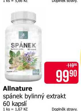 Allnature spánek bylinný extrakt 60 kapslí 