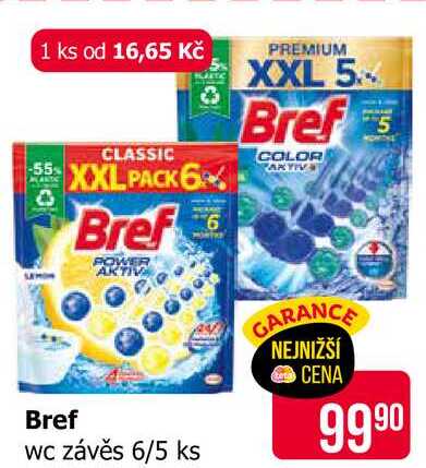 Bref Power Aktiv WC blok 6x50ml, vybrané druhy 300g Teta drogerie