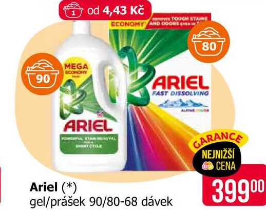 Ariel gel/prášek 90/80-68 dávek
