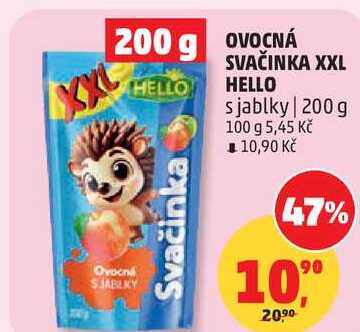 OVOCNÁ SVAČINKA XXL HELLO s jablky, 200 g Penny Market