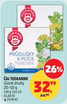 TEEKANNE čaj různé druhy, 20-50 g 