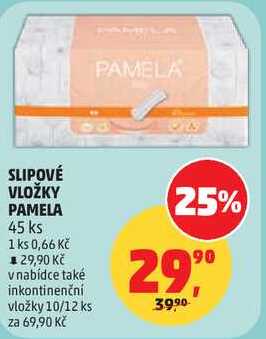 SLIPOVÉ VLOŽKY PAMELA, 45 ks 