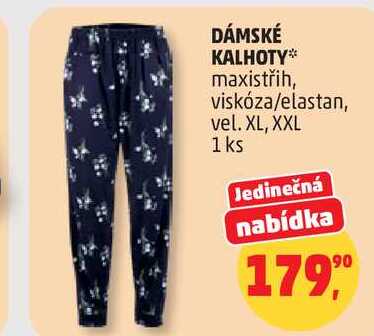 DÁMSKÉ KALHOTY maxistřih, viskóza/elastan, vel. XL, XXL, 1 ks 