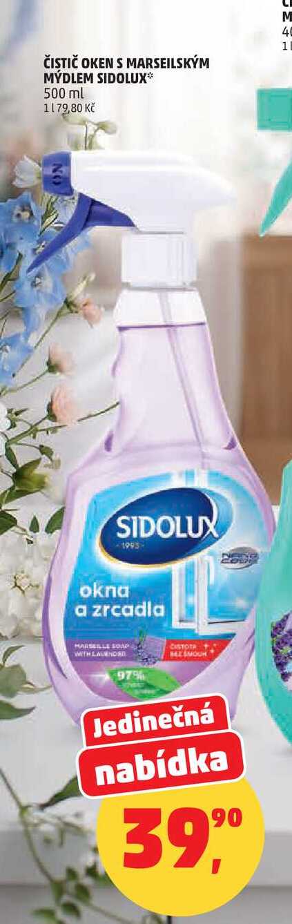 ČISTIČ OKEN S MARSEILSKÝM MÝDLEM SIDOLUX, 500 ml  