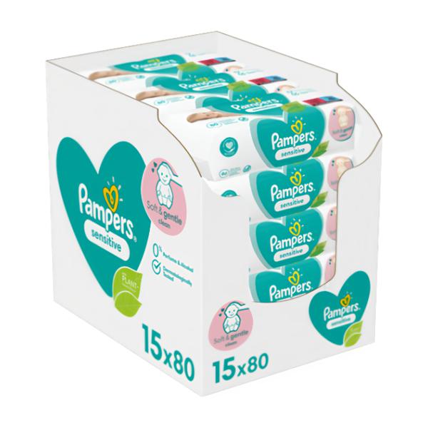 Pampers Sensitive Vlhčené ubrousky XXL 15x80ks Košík.cz