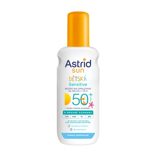 Astrid SUN Dětské mléko na opalování Sensitive sprej SPF 50+