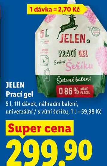JELEN Prací gel, 5 l/111 PD
