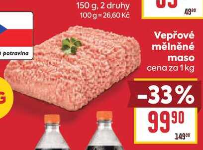 Vepřové mělněné maso cena za 1kg 