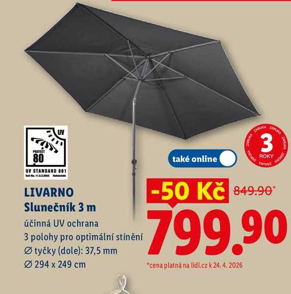 LIVARNO Slunečník 3 m