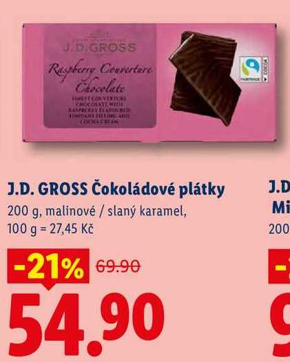 J.D. GROSS Čokoládové plátky, 200 g