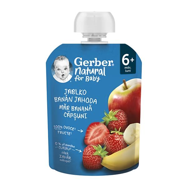 Gerber Natural kapsička jablko, banán a jahoda Košík.cz