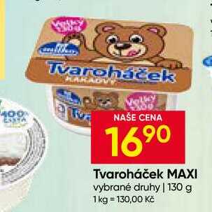 Milko Tvaroháček 130g, vybrané druhy