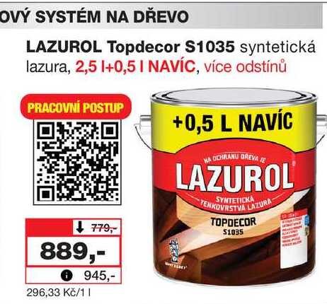 LAZUROL Topdecor S1035 syntetická lazura, 2,5l