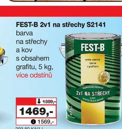 FEST-B 2v1 na střechy S2141 barva na střechy a kov s obsahem grafitu, 5 kg Barvy a laky drogerie 