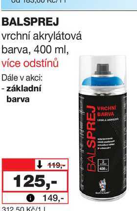 BALSPREJ vrchní akrylátová barva, 400 ml Barvy a laky drogerie 