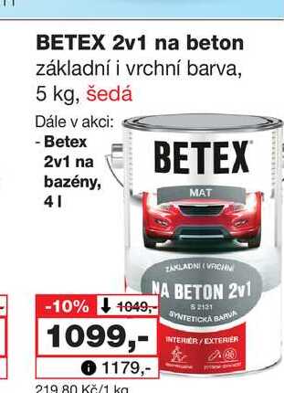 BETEX 2v1 na beton základní i vrchní barva, 5 kg, šedá 