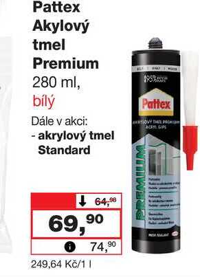 Pattex Akylový tmel Premium 280 ml, bílý Barvy a laky drogerie 