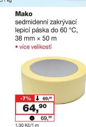 Mako sedmidenní zakrývací lepicí páska do 60 °C, 38 mm x 50 m Barvy a laky drogerie 