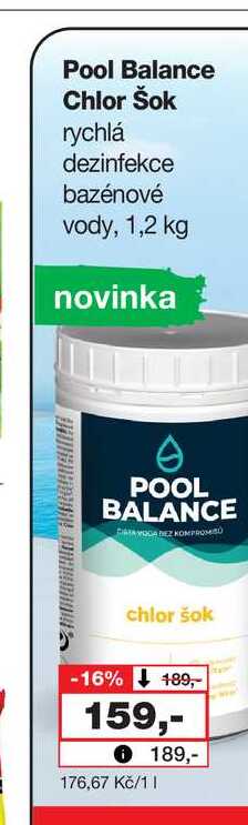 Pool Balance Chlor Šok rychlá dezinfekce bazénové vody, 1,2 kg Barvy a laky drogerie 