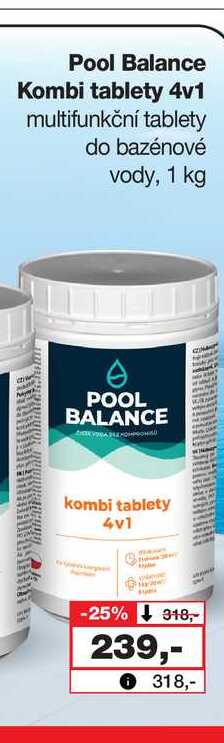 Pool Balance Kombi tablety 4v1 multifunkční tablety do bazénové vody, 1 kg Barvy a laky drogerie 