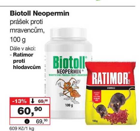 Biotoll Neopermin prášek proti mravencům, 100 g Barvy a laky drogerie 
