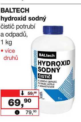 BALTECH hydroxid sodný čistič potrubí a odpadů, 1 kg Barvy a laky drogerie 