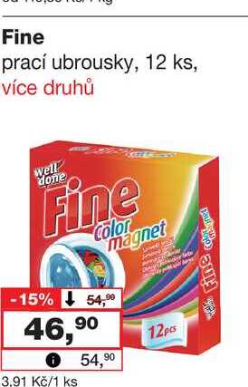 Fine prací ubrousky, 12 ks Barvy a laky drogerie 