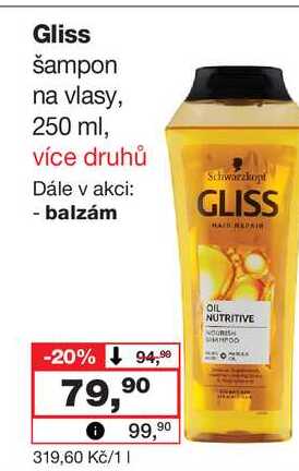 Gliss šampon na vlasy, 250 ml Barvy a laky drogerie 