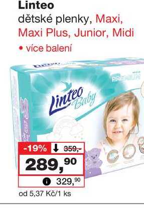 Linteo dětské plenky, Maxi, Maxi Plus, Junior, Midi • více balení Barvy a laky drogerie 