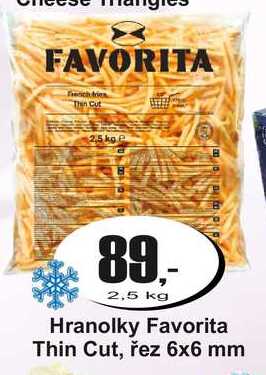 Hranolky Favorita Thin Cut, řez 6x6 mm