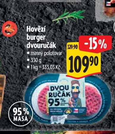 Hovězí burger dvouručák 330 g
