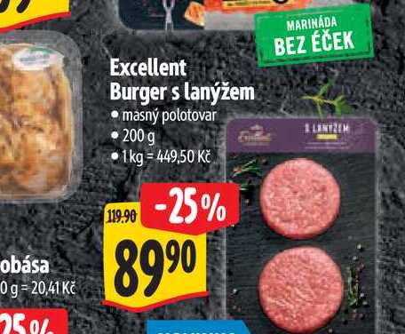   Excellent Burger s lanýžem 200 g