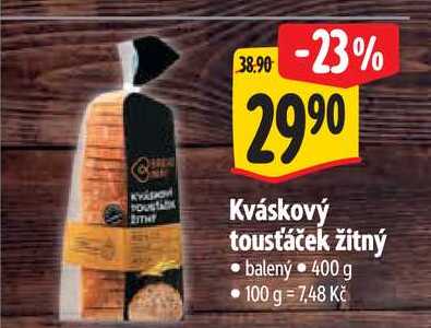   Kváskový tousťáček žitný balený 400 g 