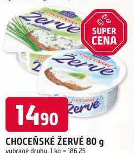 Choceňské žervé 150g, vybrané druhy