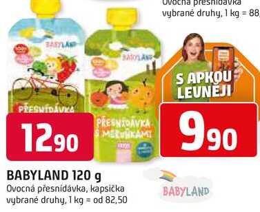 BABYLAND 120 g Ovocná přesnídávka, kapsička vybrané druhy Trefa