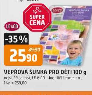 LE & CO VEPŘOVÁ ŠUNKA PRO DĚTI 100 g 