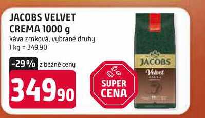 JACOBS VELVET CREMA 1000 g káva zrnková