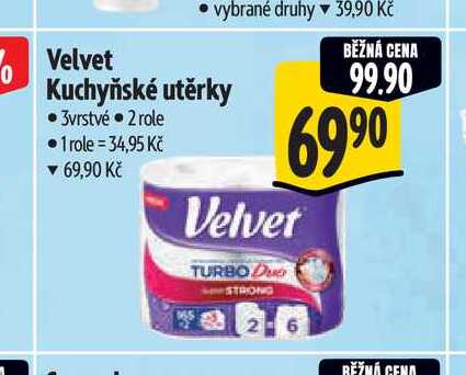 Velvet  Kuchyňské utěrky 3vrstvé  2 role Albert