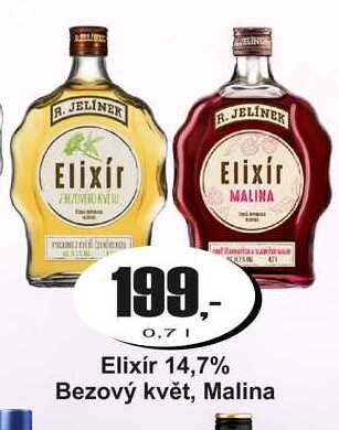 Elixír 14,7% Bezový květ, Malina 0,7 L